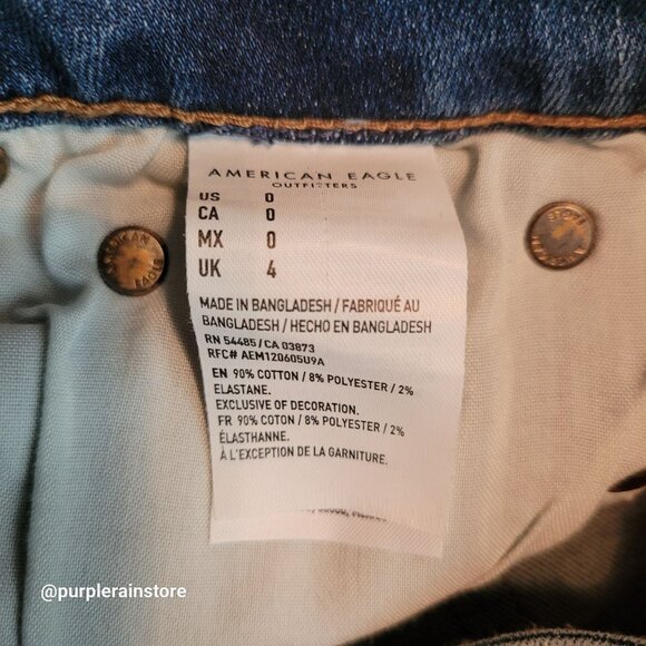 American Eagle Midi Shorts 0 Next Level Stretch Medium Light Wash Denim Country - Picture 6 of 13